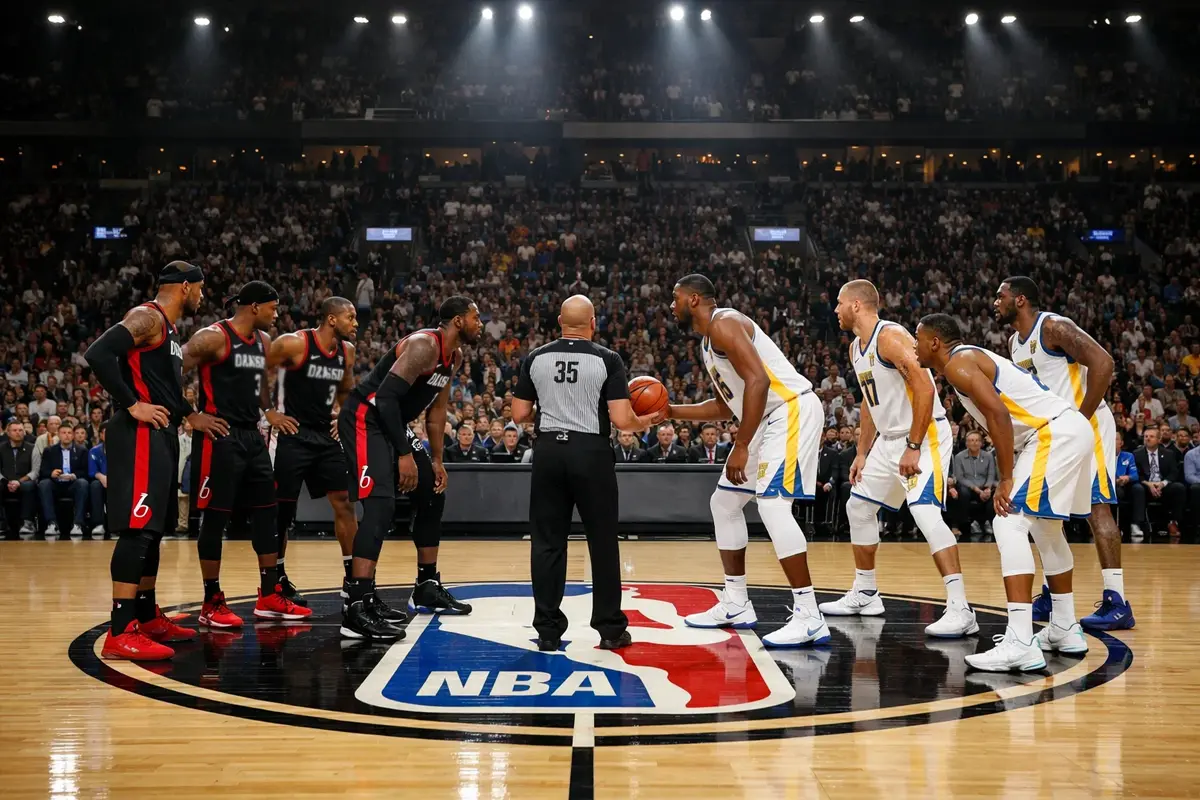Twee NBA teams staan tegenover elkaar voor de tip-off